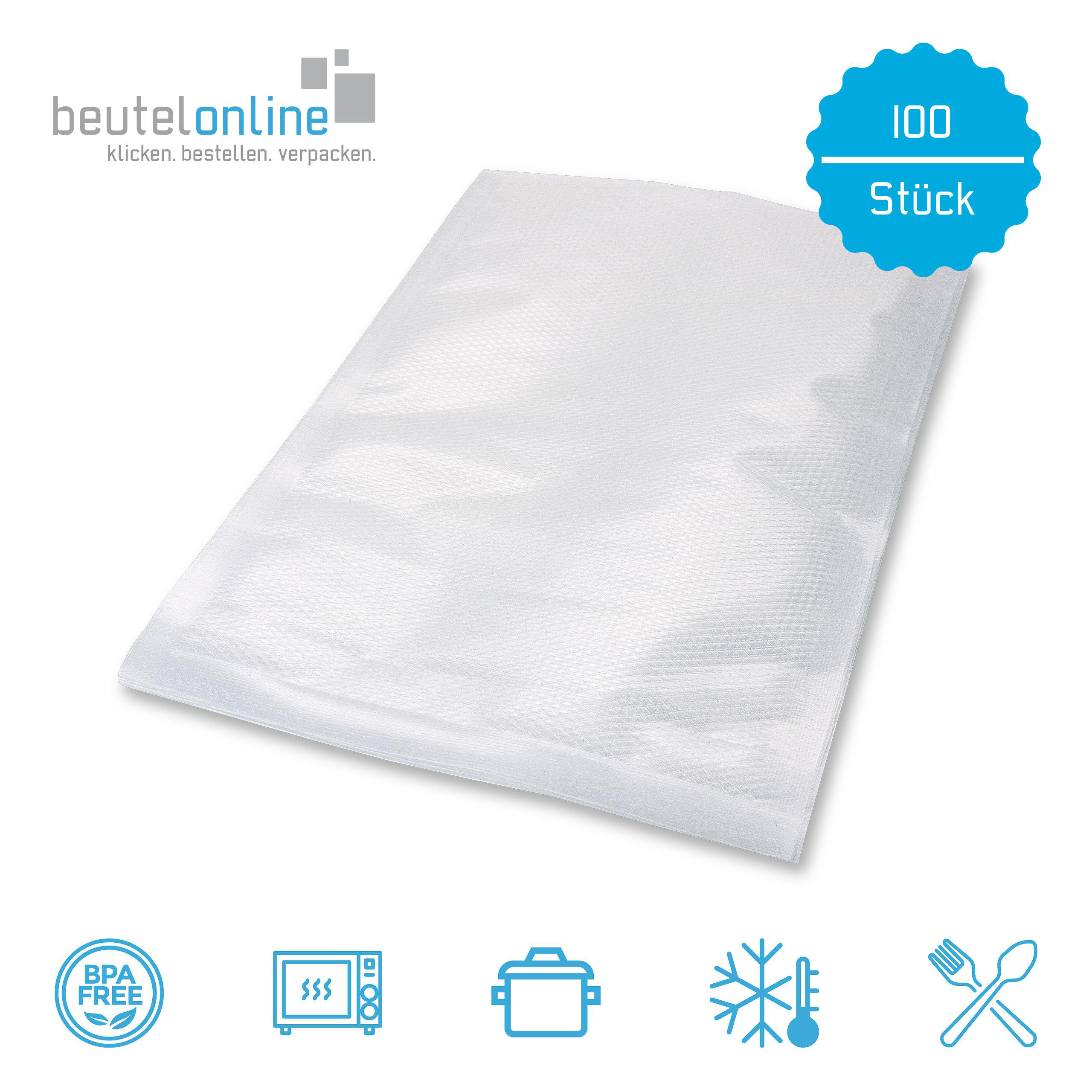 Ein transparenter Kunststoffbeutel, der an 3 Seiten versiegelt ist, sodass eine Öffnung bleibt. Die Rückseite ist glatt, die Vorderseite strukturiert. Mit einem Vakuumierer wird Luft entzogen und anschließend luftdicht versiegelt. Die Abmessung beträgt Br Ein transparenter Kunststoffbeutel, der an 3 Seiten versiegelt ist, sodass eine Öffnung bleibt. Die Rückseite ist glatt, die Vorderseite strukturiert. Mit einem Vakuumierer wird Luft entzogen und anschließend luftdicht versiegelt. Die Abmessung beträgt Br