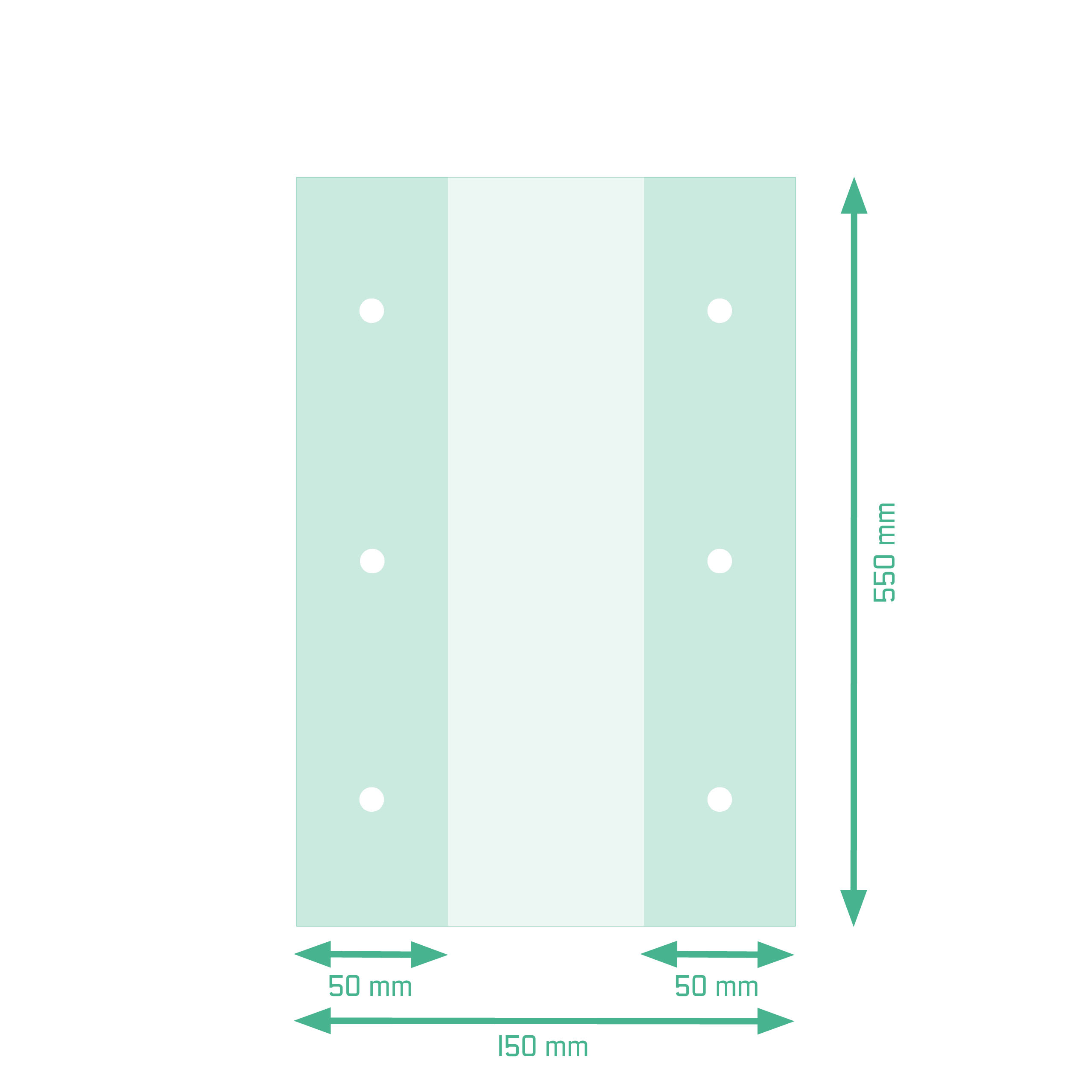 LDgreenPE-Seitenfaltenbeutel mit Lochung 150 + 100 x 550 mm, 14 µ, neutral bedruckt