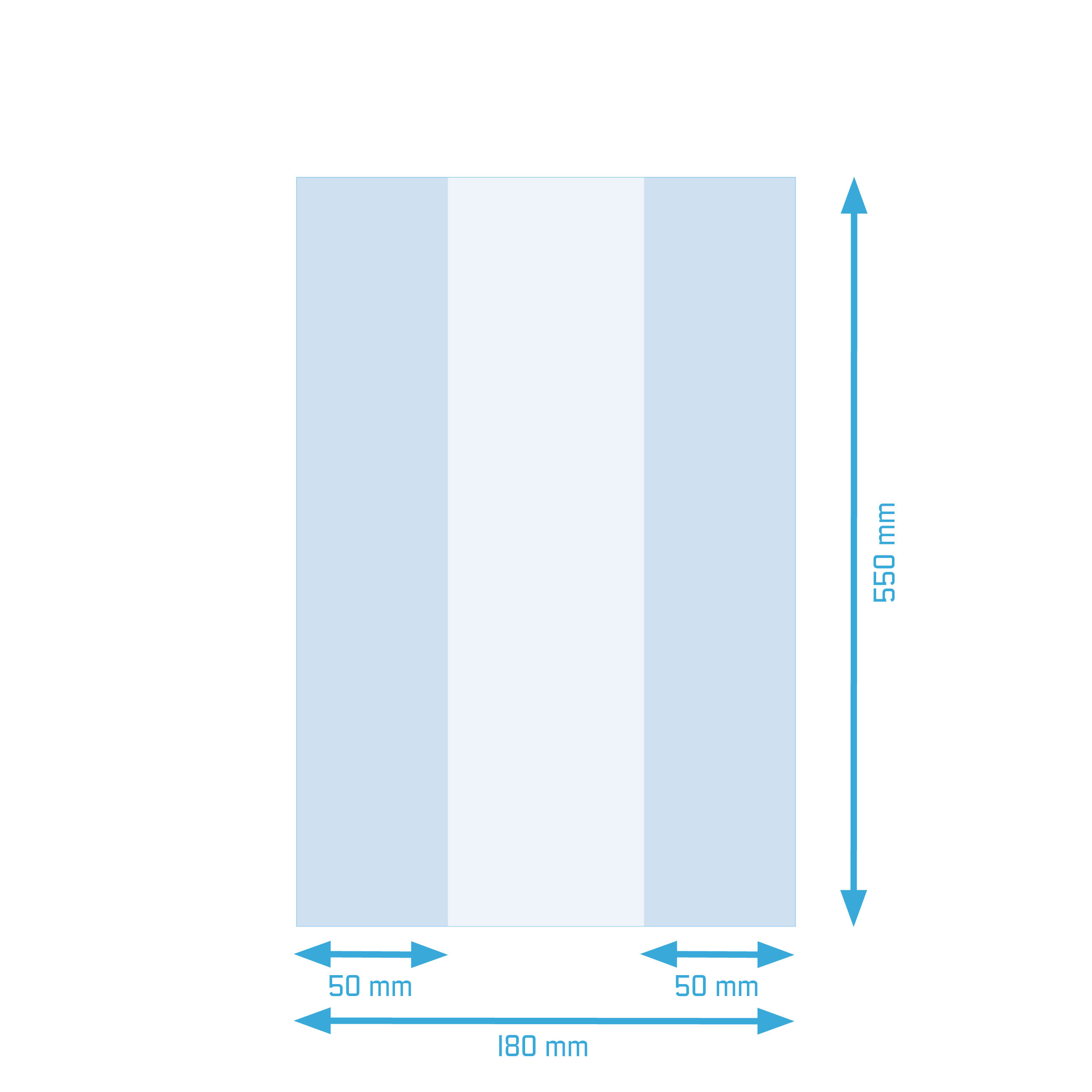 Skizzierung vom transparenten Kunststoffbeutel, mit Seitenfalte an den langen Seiten, ohne Lochung. Die Seitenfalte ermöglichen eine Fläche am Boden und ein größeres Volumen. Die Abmessung beträgt Breite 180 mm Seitenfalte 100 mm Höhe 550 mm. Skizzierung vom transparenten Kunststoffbeutel, mit Seitenfalte an den langen Seiten, ohne Lochung. Die Seitenfalte ermöglichen eine Fläche am Boden und ein größeres Volumen. Die Abmessung beträgt Breite 180 mm Seitenfalte 100 mm Höhe 550 mm.
