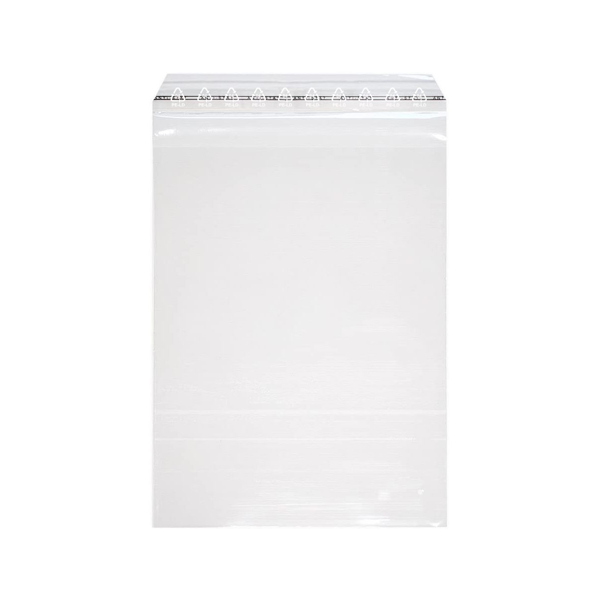 Ein transparenten Folienbeutel mit einer selbstklebenden Klappe an der Öffnung, die selbstklebende Klappe dient als Verschluss des Beutels. Die Wandstärke vom Beutel ist 50 µ, die Abmessung beträgt Breite 225 mm Höhe 310 mm zzgl. Klappe 40 mm.