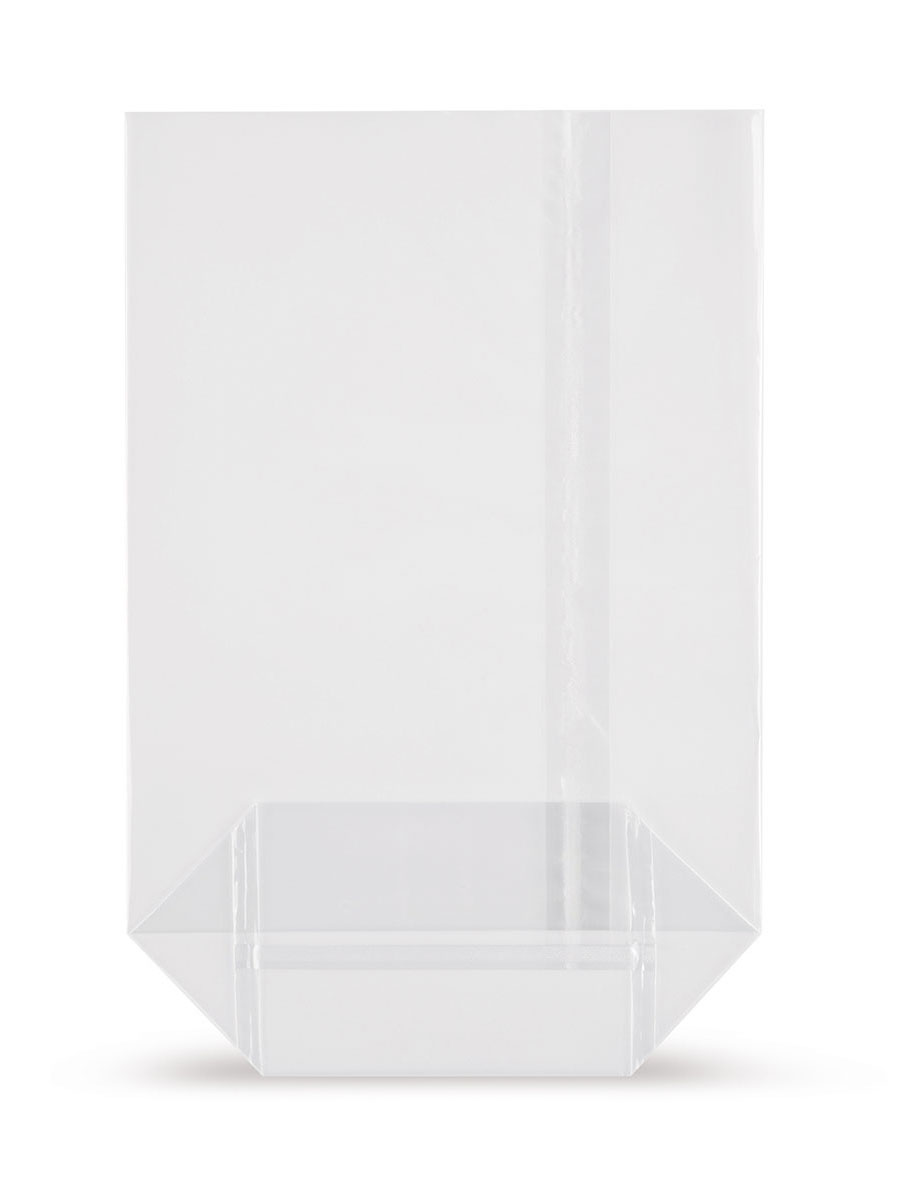 Ein hochtransparenter reißfester Kunststoffbeutel mit einer Öffnung an der kurzen Seite zum Befüllen, die Wandstärke vom Beutel ist 30 µ. Die Abmessung beträgt Breite 160 mm Höhe 330 mm.