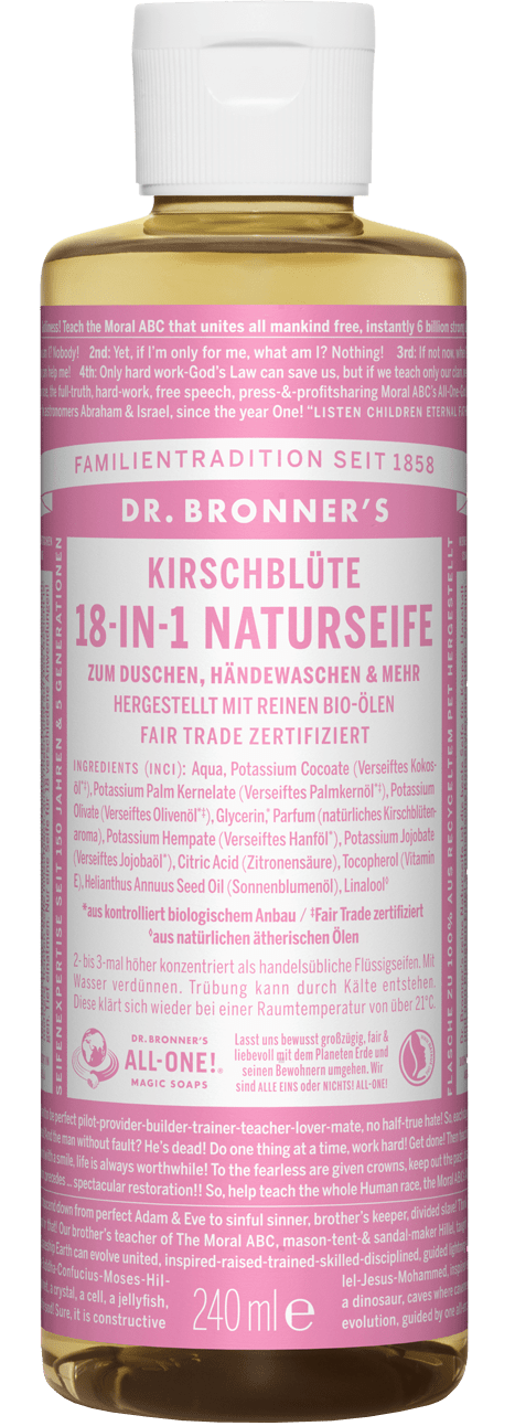 Dr. Bronners Flüssigseife Kirschblüte ohne Hintergrund