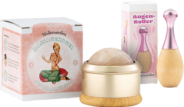 Mineral Salz Massage Roller und Augenroller aus Rosenquarz