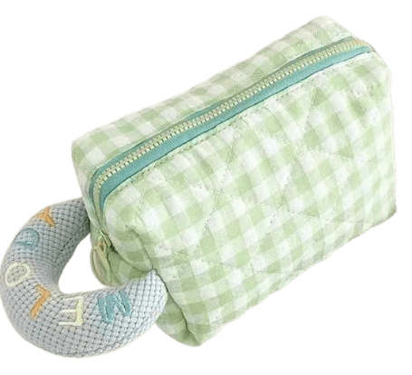 Kosmetiktasche aus Cord mit Tulpenapplikation