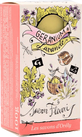 Les Savons d'Orély Bio-Geranium-Lavendel-Seife ohne Hintergrund