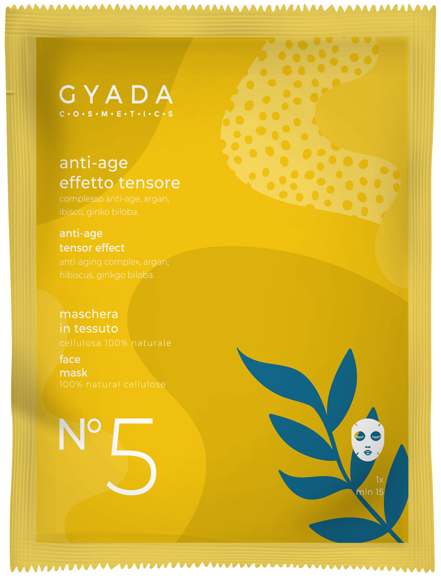 Gyada Cosmetics Anti-Aging Tuch-Gesichts-Maske No. 5 ohne Hintergrund