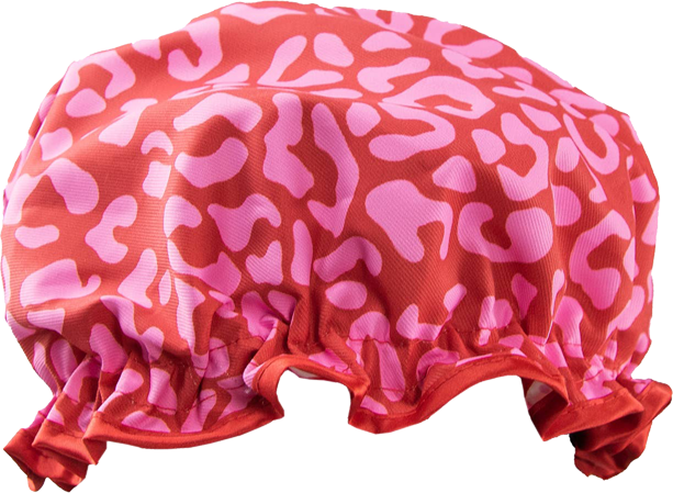 Showercap Leoprint pink ohne Hintergrund