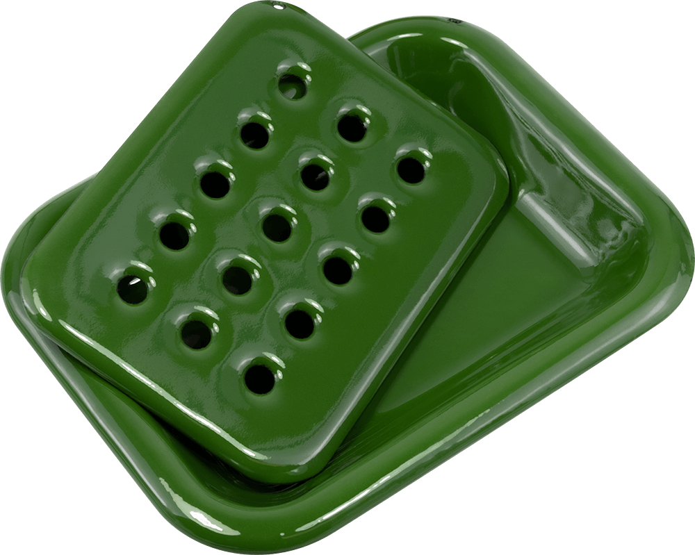 Seifenablage Emaille stehend Grün ohne Hintergrund