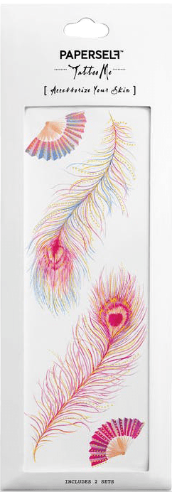 Paperself Tattoo Pink Feathers
