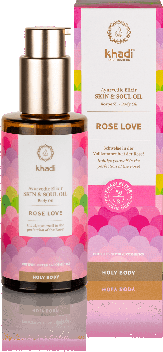 Khadi Körperöl Rose Love ohne Hintergrund