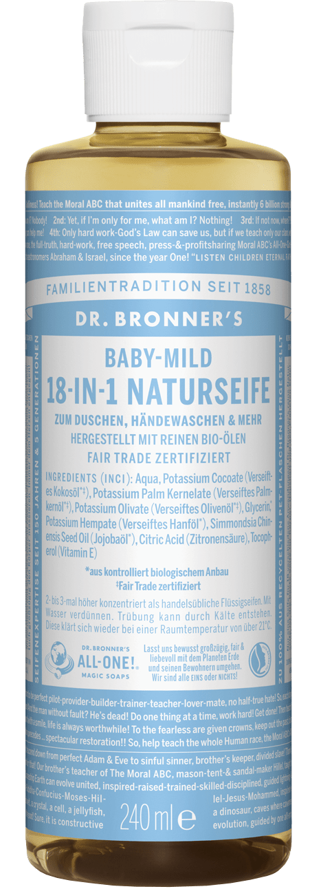 Dr. Bronners Flüssigseife Baby-Mild ohne Hintergrund