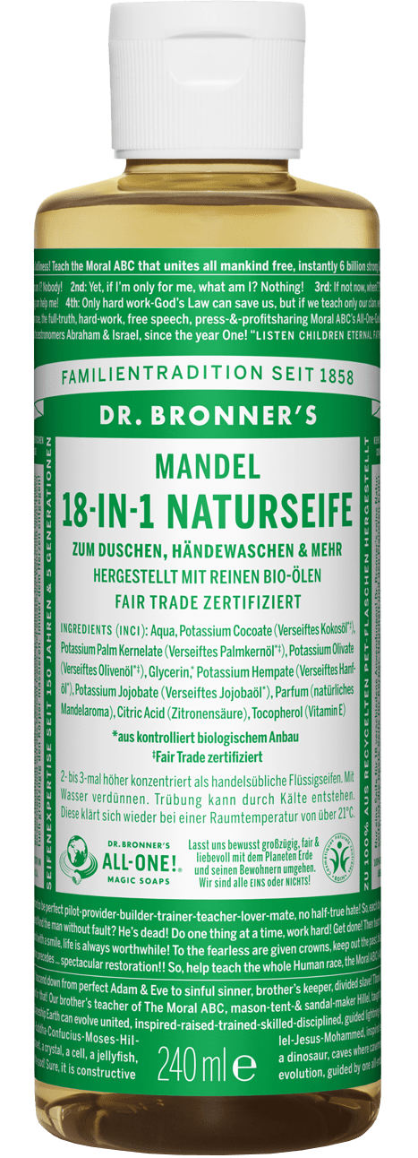 Dr. Bronners Flüssigseife Mandel ohne Hintergrund