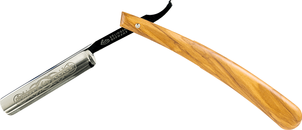 Rasiermesser mit Olivenholzgriff ohne Hintergrund