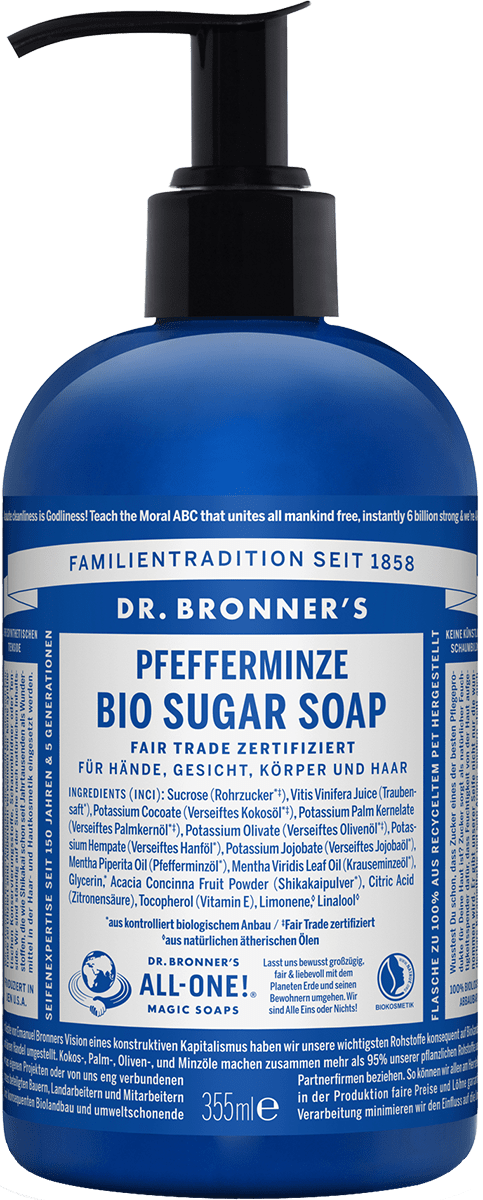 Dr. Bronners Sugar Soap Peppermint ohne Hintergrund