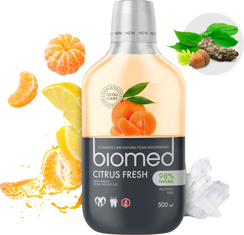 Biomed Mundspülung Citrus Fresh ohne Hintergrund