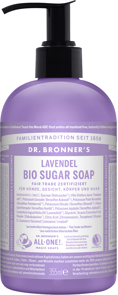 Dr. Bronners Sugar Soap Lavender ohne Hintergrund