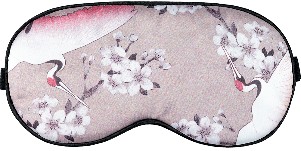 Schlafmaske mit Kranich Rosa ohne Hintergrund