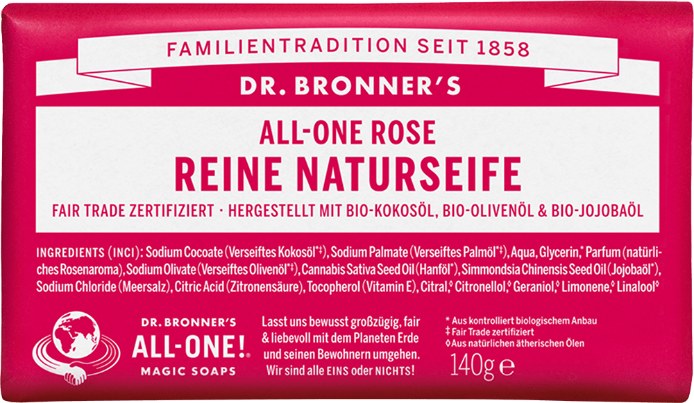 Dr. Bronner's Naturseife Rose ohne Hintergrund