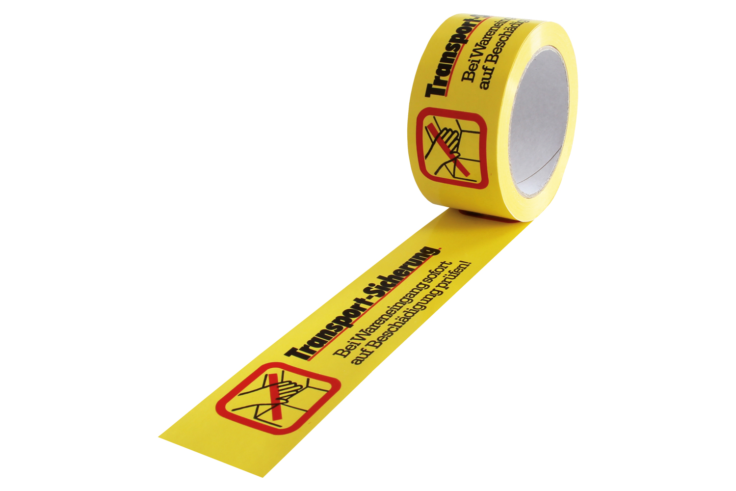 PVC-Warnklebeband, gelb, "Transportsicherung", 52 µ | 50 mm x 66 lfm. | VE = 12 Stk.