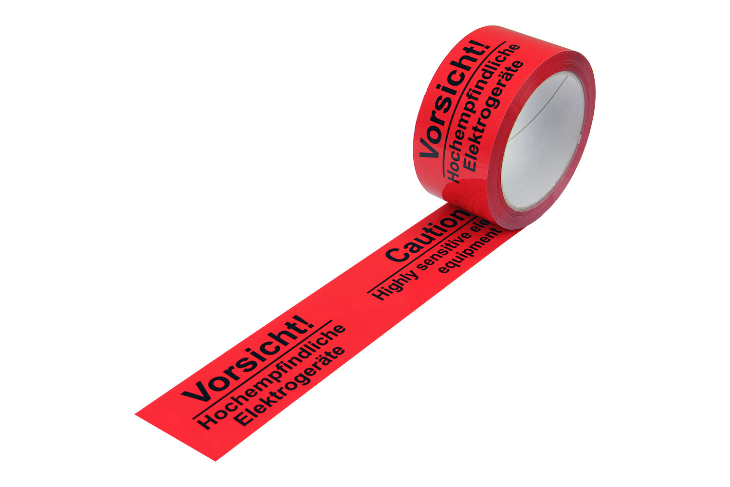 PP-Warnklebeband, rot, "Empfindliche Elektrogeräte", 52 µ | 50 mm x 66 lfm. | VE = 12 Stk.