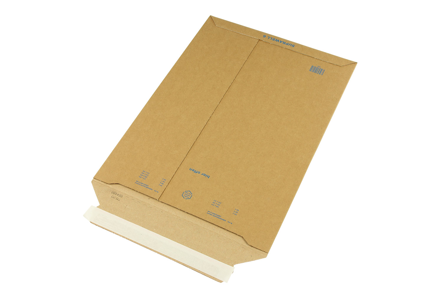 Wellpappversandtasche, braun, Suprawell, SK-Verschluss | 290 x 410 mm (Offene Seite x L) | VE = 100 Stk.