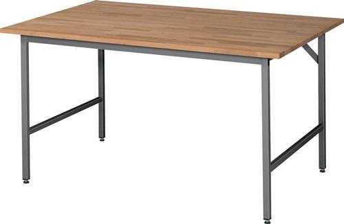 Arbeitstisch Jerry B1500xT1000xH800-850mm Platte Buche-Massiv,S.25mmGestell grau || VE = 1 ST