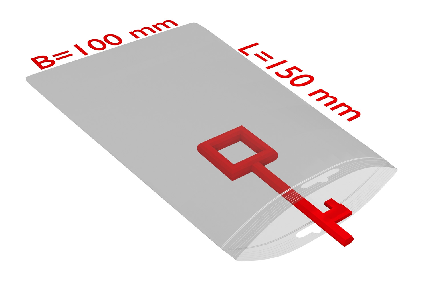 PE-Druckverschlussbeutel mit Eurolochung, transparent, 50 µ | 100 x 150 mm (Offene Seite x L) | VE = 2000 Stk.
