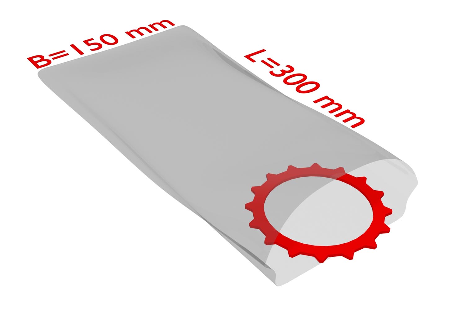 PE-Flachbeutel, transparent, 50 µ | 150 x 300 mm (Offene Seite x L) | VE = 1000 Stk.