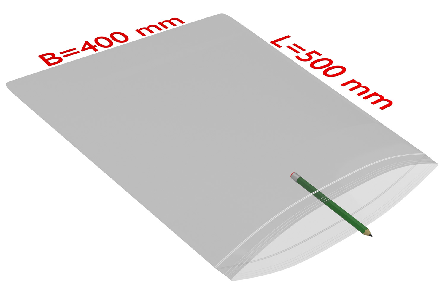 PE-Druckverschlussbeutel, transparent, 50 µ | 400 x 500 mm (Offene Seite x L) | VE = 500 Stk.