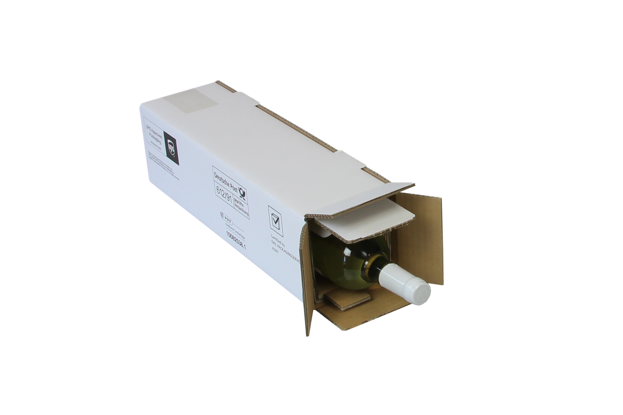 PTZ-Flaschenkartons 1er, braun, postgeprüft | 105 x 100 x 425 mm (L x B x H) Innenmaß | VE = 30 Stk.