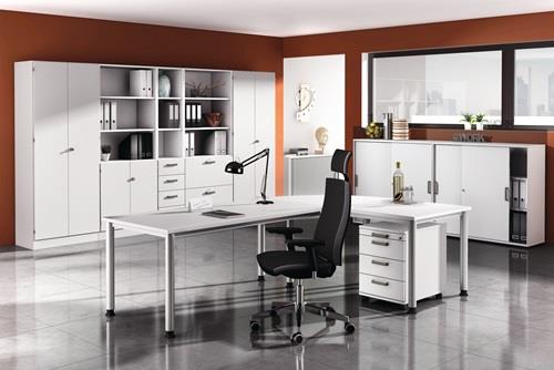 Schreibtisch Sero H685-810xB1200xT800mm Eichedekor ger.Form 4-Fuß-Gestell || VE = 1 ST