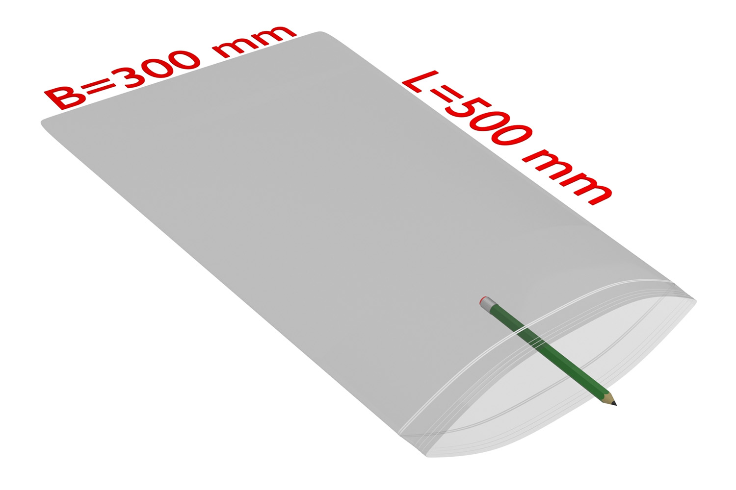 PE-Druckverschlussbeutel, transparent, 50 µ | 300 x 500 mm (Offene Seite x L) | VE = 1000 Stk.