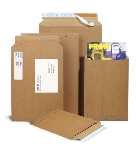 Wellpappversandtasche, braun, Suprawell, SK-Verschluss, B3 | 370 x 540 mm (Offene Seite x L) | VE = 75 Stk.