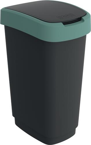 Wertstoffsammler TWIST 50l H602xB298xT401mm schwarz Deckelrand blau ROTHO || VE = 1 ST