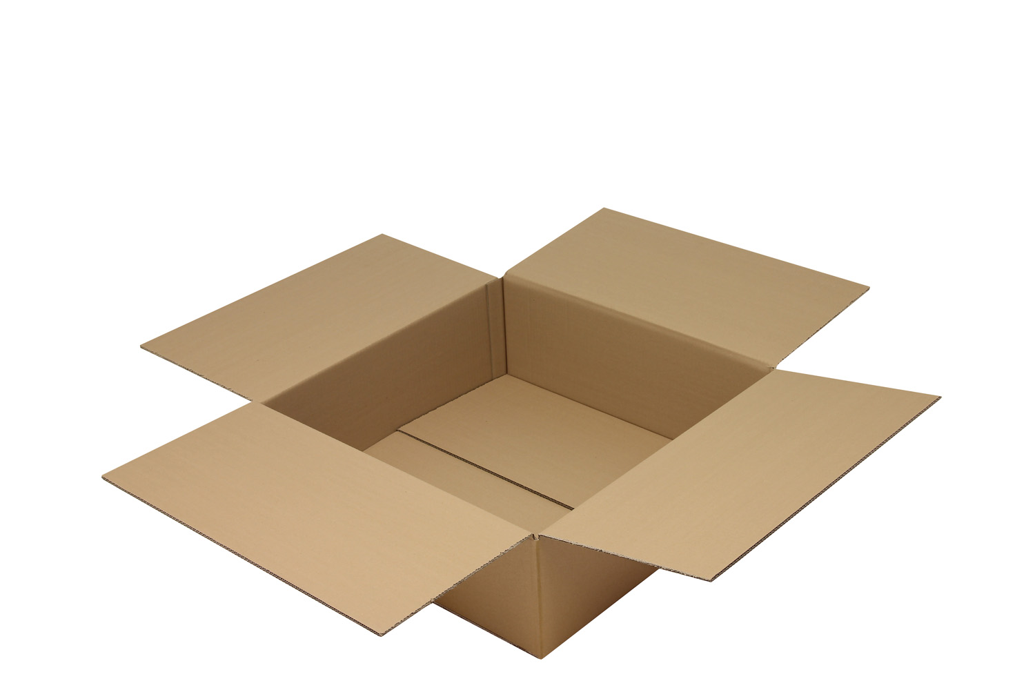 Wellpapp-Faltkarton 2-wellig, braun, Qual. 2.30 | 592 x 592 x 200 mm (L x B x H) Innenmaß | VE = 10 Stk.