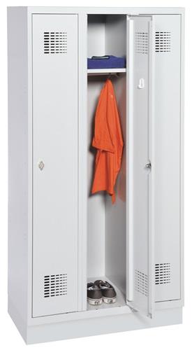 Garderobenschrank m.Sockel H1800xB900xT500mm lichtgrau/ lichtgrau 3 Abt.ORGAMI || VE = 1 ST