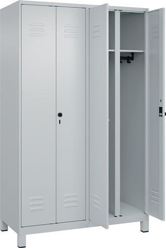 Garderobenschrank m.Füßen H1950xB1200xT500mm lichtgrau 4 Abt.C+P || VE = 1 ST