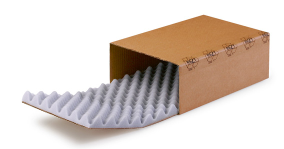 Noppenschaumverpackung, braun, Schaumhöhe 40 mm | 300 x 200 x 100 mm (L x B x H) Innenmaß | VE = 50 Stk.