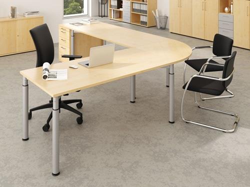 Schreibtisch Teda-P H700-1200xB1600xT800mm Ahorn Gestell silber HAMMERBACHER || VE = 1 ST