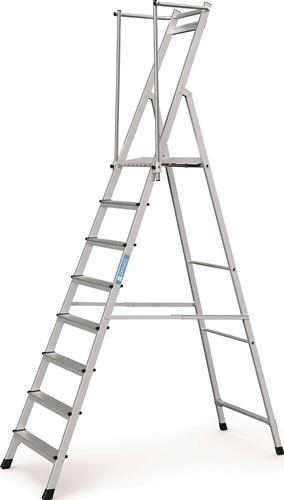 Plattformleiter 8 Stufen Alu.Plattform L400xB400mm m.klappbarem Handlauf ZARGES || VE = 1 ST