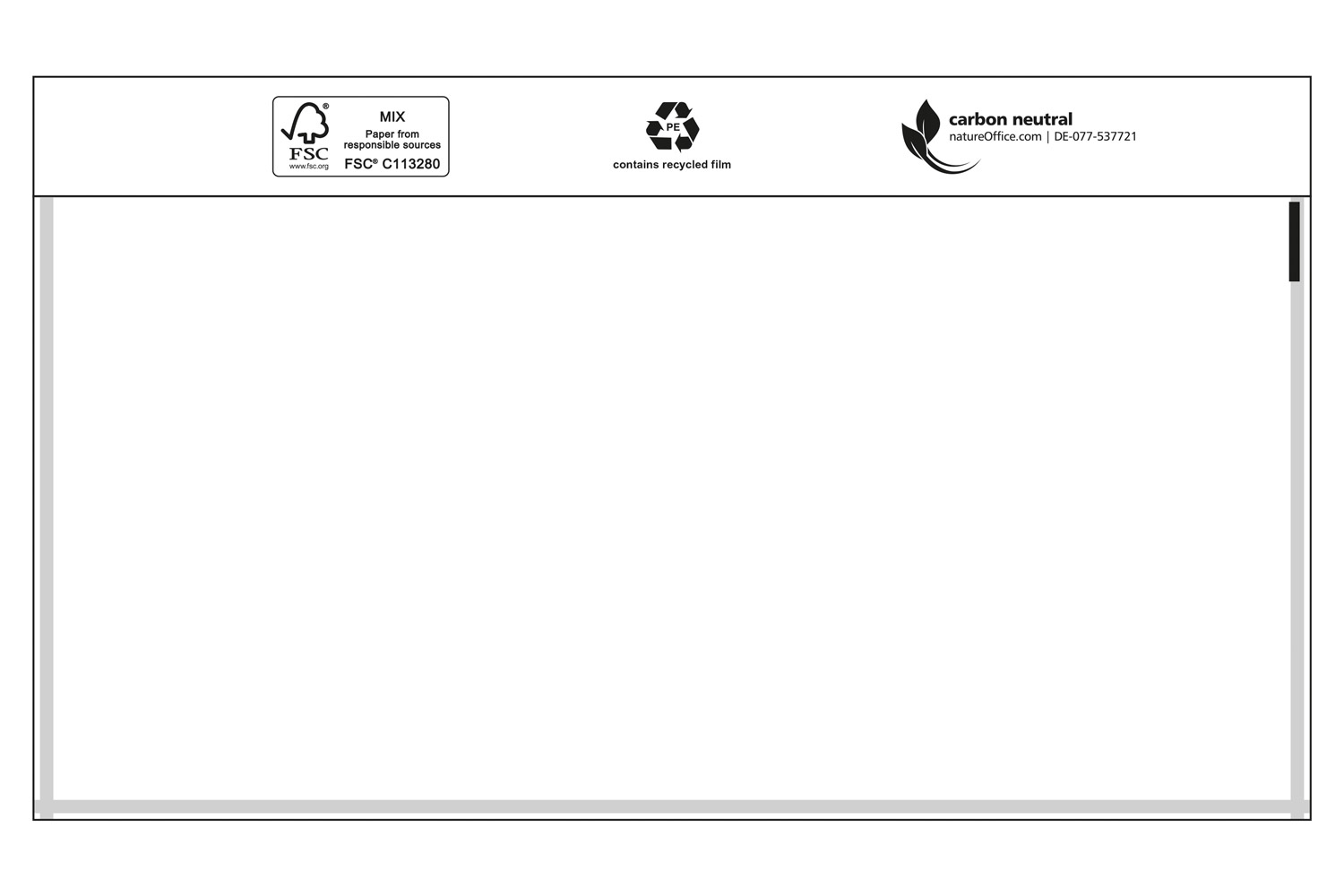 Dokumententasche Standard, ohne Druck, DIN lang | 240 x 118 mm (Offene Seite x L) | VE = 1000 Stk.