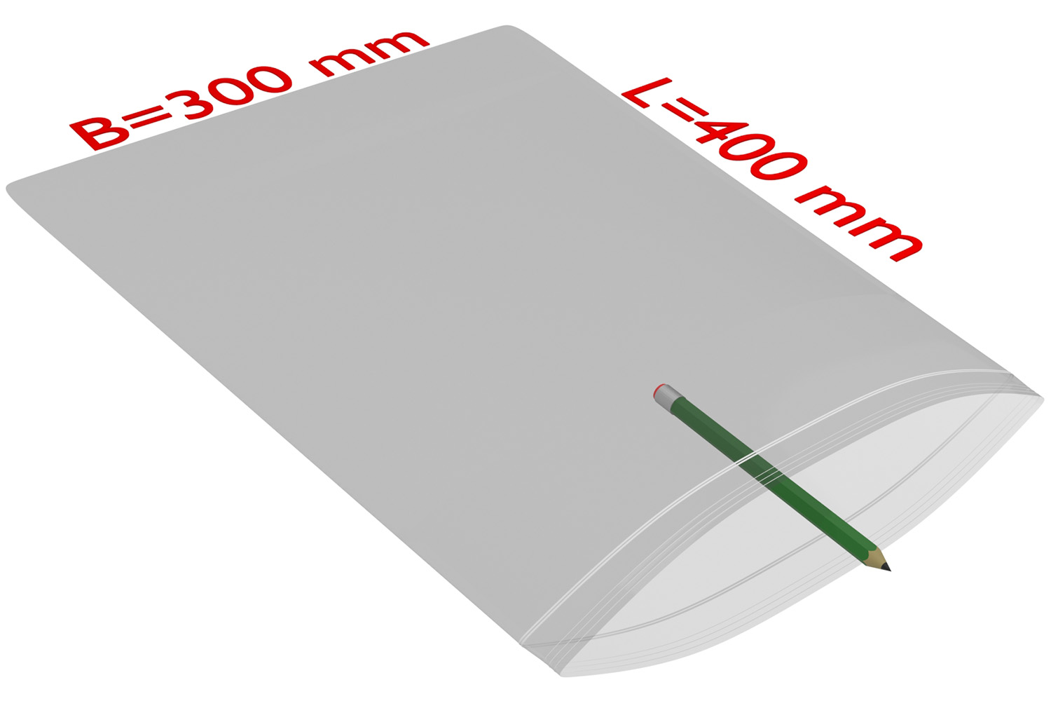 PE-Druckverschlussbeutel, transparent, 90 µ | 300 x 400 mm (Offene Seite x L) | VE = 500 Stk.