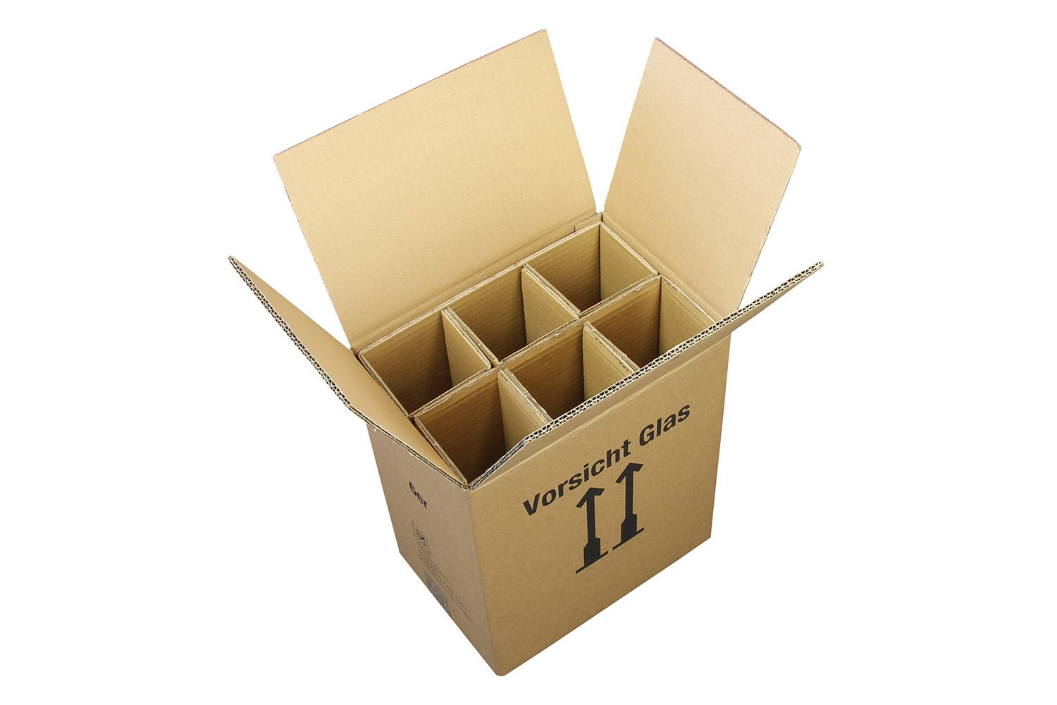 PTZ-Flaschenkarton 6er, braun, postgeprüft | 305 x 210 x 383 mm (L x B x H) Innenmaß | VE = 10 Stk.