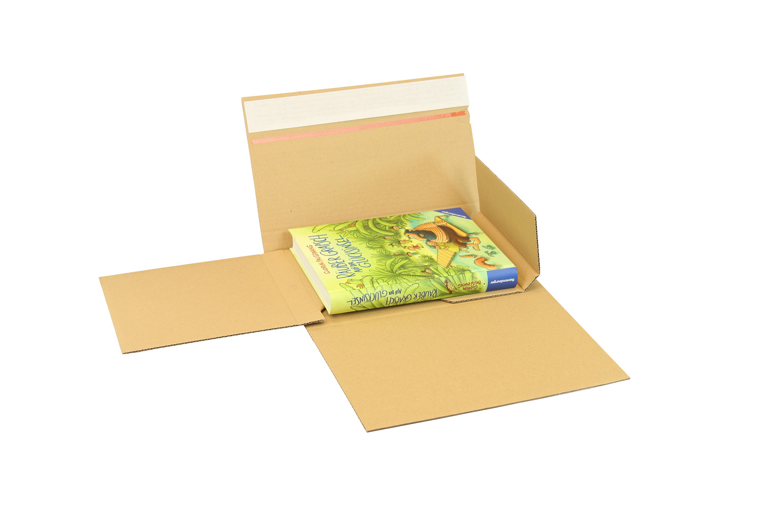 Buchverpackung Drehfix mit SK-Verschluss, braun, Qual. 1.20, DIN B5 | 260 x 185 x 10–70 mm (L x B x H) Innenmaß | VE = 50 Stk.