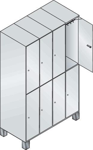 Garderobenschrank m.Füßen H1980xB1200xT525mm lichtgrau/ lichtgrau 4x2 Abt.C+P || VE = 1 ST