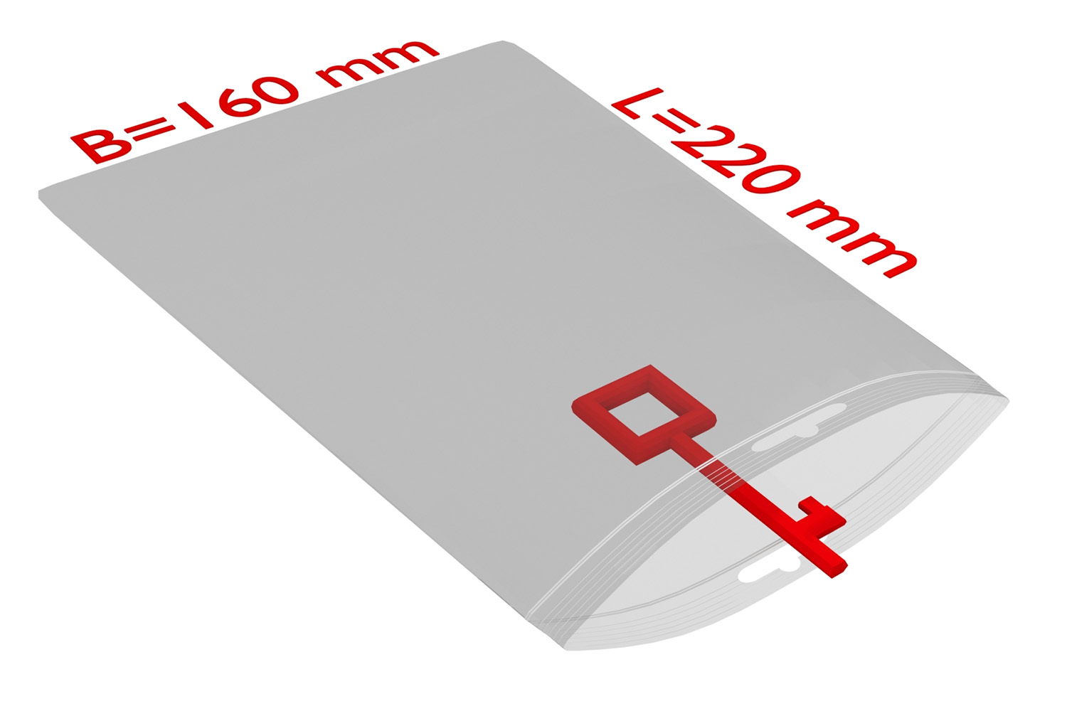 PE-Druckverschlussbeutel mit Eurolochung, transparent, 50 µ | 160 x 220 mm (Offene Seite x L) | VE = 1000 Stk.