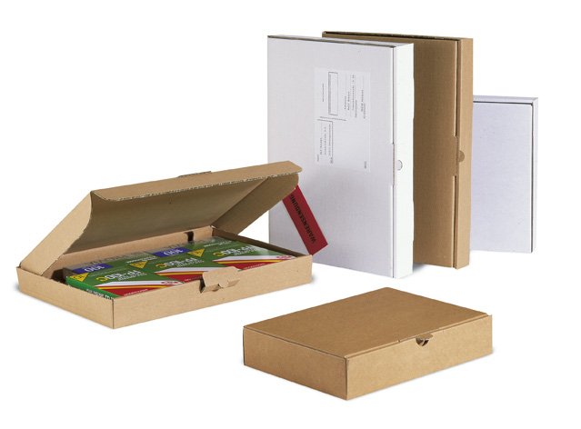 Klappschachtel 1-wellig, Maxi Briefbox, weiß, DIN C4 | 338 x 230 x 42 mm (L x B x H) Innenmaß | VE = 100 Stk.