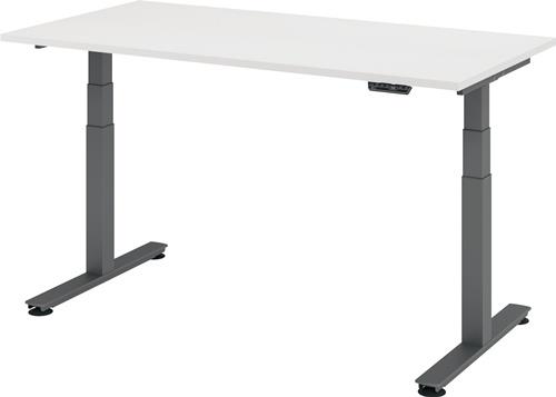 Schreibtisch Teda H635-1285xB1600xT800mm weiß Rechteckform elektr.höhenv. || VE = 1 ST