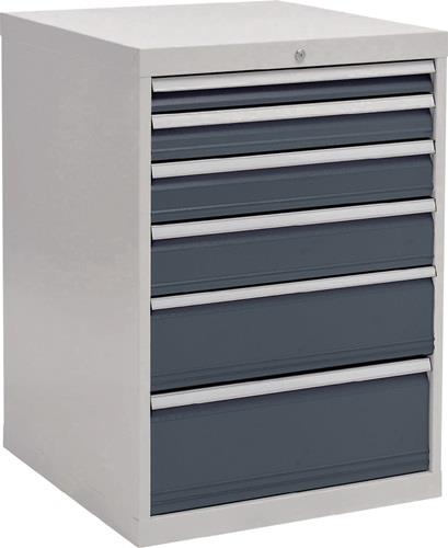 Schubladenschrank H1019xB705xT736mm lichtgrau/grau 6 Schubl.Vollauszug || VE = 1 ST