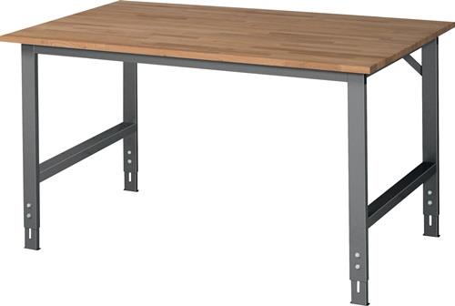 Werktisch Tom B1500xT1000xH760-1080mm Arbeitsplatte Buche Gestell anthrazitgrau || VE = 1 ST